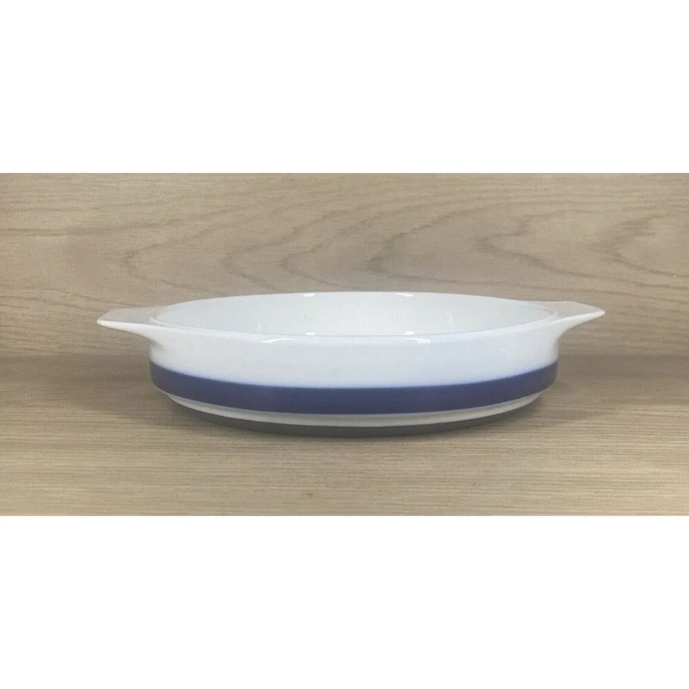 Thomas Flammfest Germany Round Oven Dish Handles White Navy Farmhouse Cottage 8
